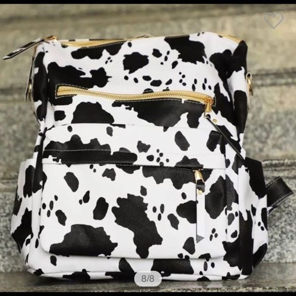 Cow Print Backpack Black and‎ White Restocked main image 6